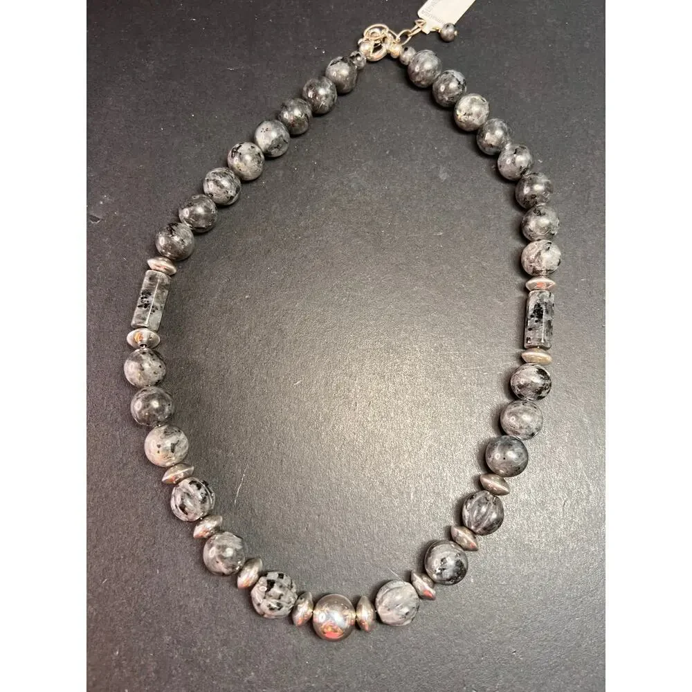 NEW Larvakite and sterling silver necklace